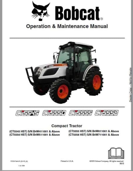 Bobcat CT5545, CT5550, CT5555, CT5558 Tractor Service Repair Manual - Image 2