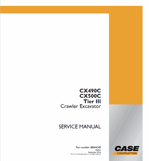 Case CX500C Crawler Excavator Service Manual - Image 2