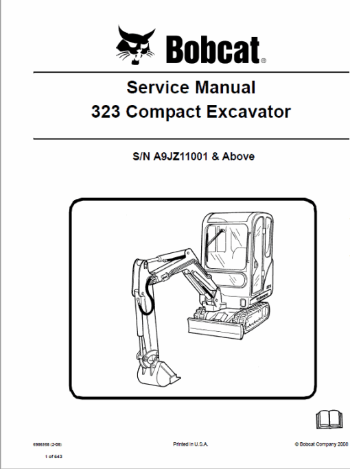 Bobcat 323 Compact Excavator Service Manual