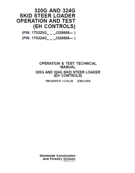 John Deere 320G, 324G SkidSteer Loader Technical Manual (EH Controls - S.N after J328658 ) - Image 2