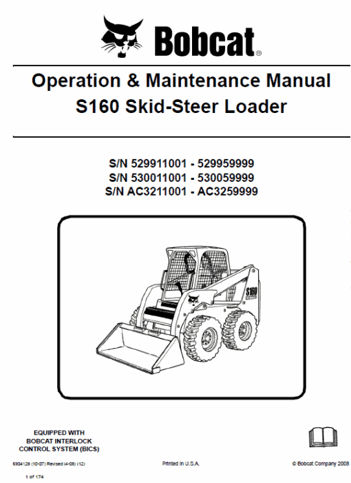 Bobcat S160 Skid-Steer Loader Service Manual - Image 4