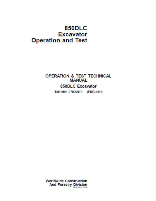 John Deere 850DLC Excavator Repair Technical Manual - Image 2