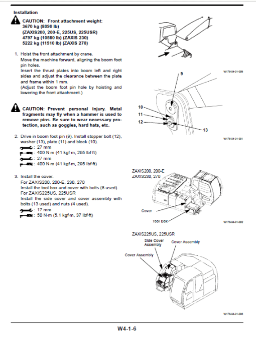 Hitachi ZX200, ZX225USR, ZX230 and ZX270 ZAXIS Excavator Repair Manual - Image 5