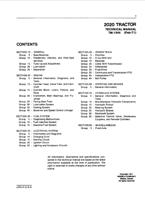 John Deere 2020 Tractor Technical Manual (SN. from 117500 -) - Image 2