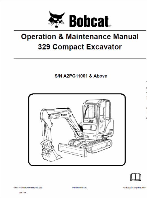 Bobcat 329 Compact Excavator Service Manual - Image 6