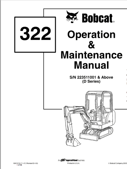 Bobcat 320, 320L and 322 Excavator Service Manual - Image 2