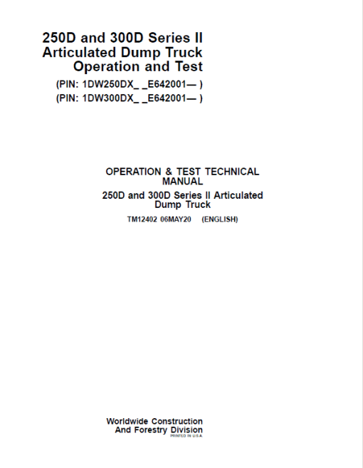 John Deere 250D, 300D Series 2 Dump Truck Technical Manual (S.N. after E642001 - ) - Image 2