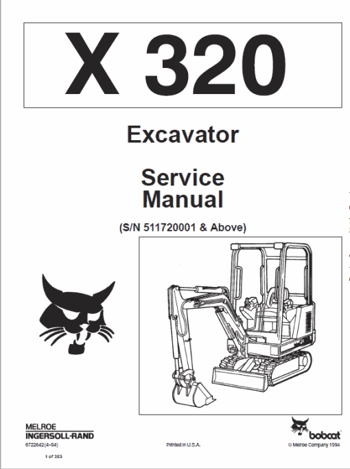 Bobcat X320, and X322 Excavator Service Manual - Image 2