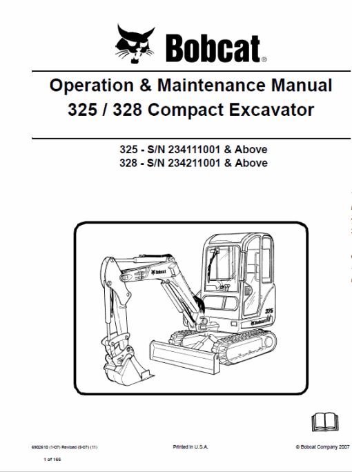 Bobcat 325 and 328 Compact Excavator Service Manual - Image 6