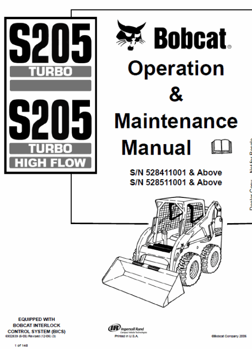 Bobcat S205 Skid-Steer Loader Service Manual - Image 8