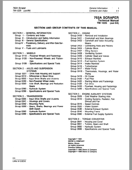 John Deere 762A Scraper Repair Technical Manual (TM1225) - Image 2