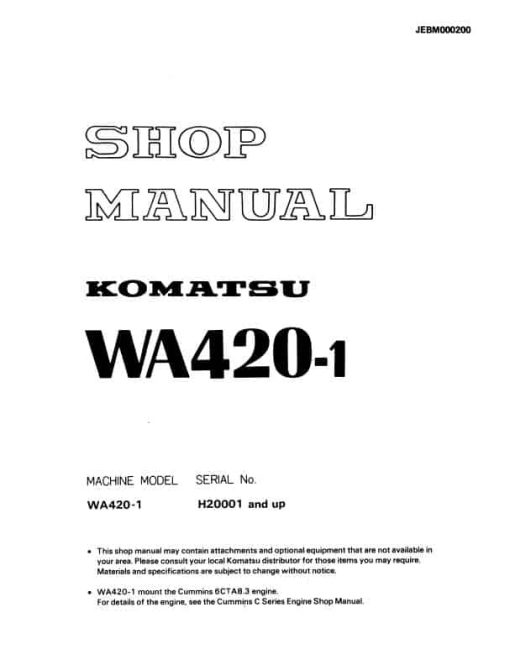 Komatsu WA420-1 Wheel Loader Service Manual - Image 2