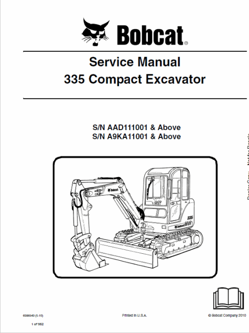 Bobcat 335 Compact Excavator Service Manual - Image 2