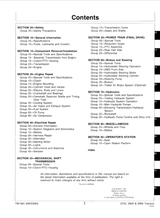 John Deere 2700, 2800, 2900 Tractors Repair Technical Manual - Image 2