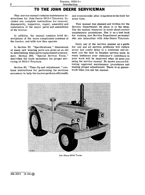 John Deere 5010-i Tractor Repair Technical Manual SM2051 - Image 2