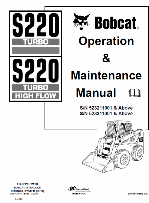 Bobcat S220 Turbo Skid-Steer Loader Service Manual - Image 5