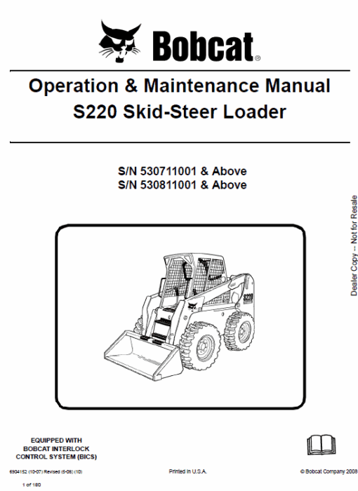 Bobcat S220 Skid-Steer Loader Service Manual - Image 7