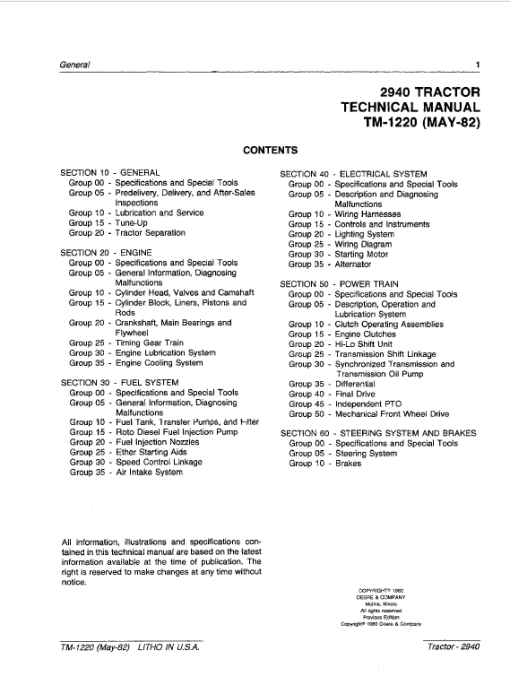 John Deere 2940 Tractor Repair Technical Manual - Image 2