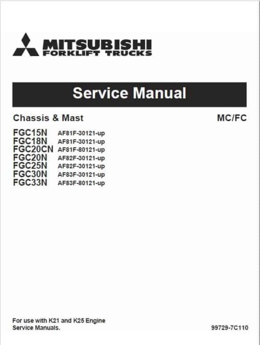 Mitsubishi FGC15N, FGC18N, FGC20CN, FGC20N, FGC20N HO Forklift Service Manual - Image 2