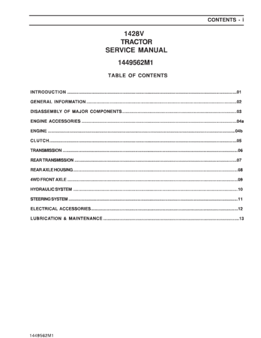 Massey Ferguson 1428V, 1431 Tractor Service Manual - Image 2