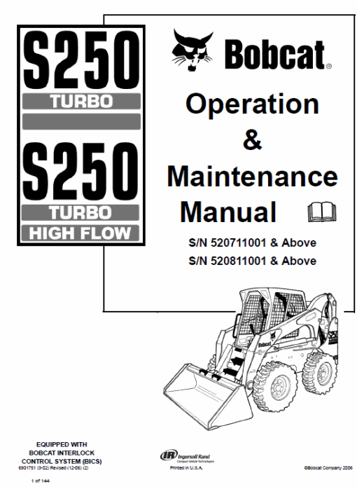 Bobcat S250 and S300 Turbo Skid-Steer Loader Service Manual - Image 7