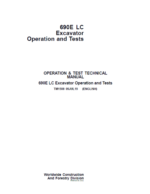 John Deere 690E LC Excavator Repair Technical Manual - Image 2