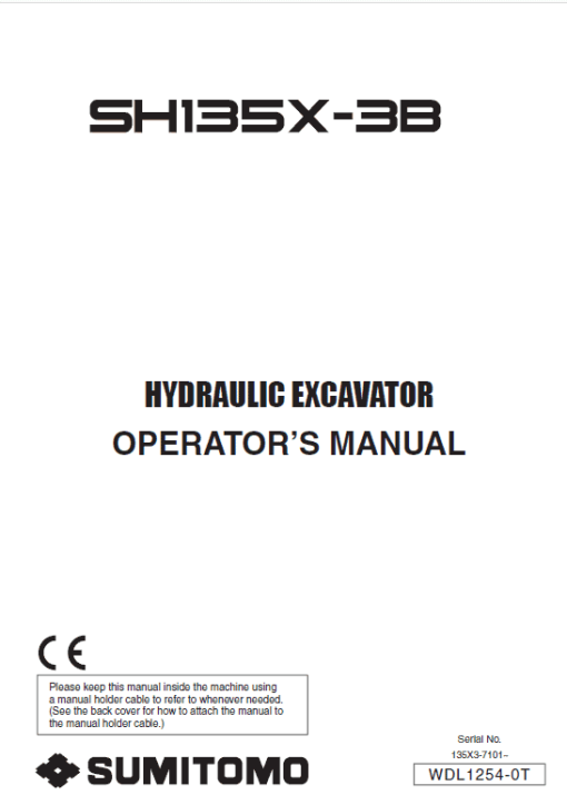 Sumitomo SH135X-3B Hydraulic Excavator Repair Service Manual - Image 2