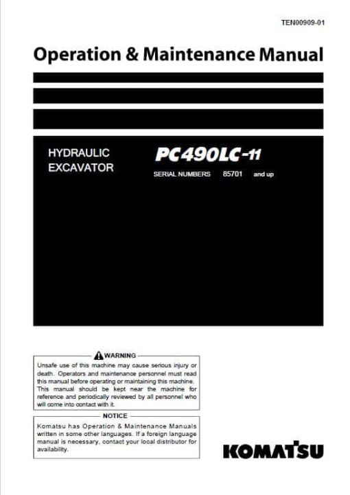 Komatsu PC490LC-11 Excavator Repair Service Manual - Image 2