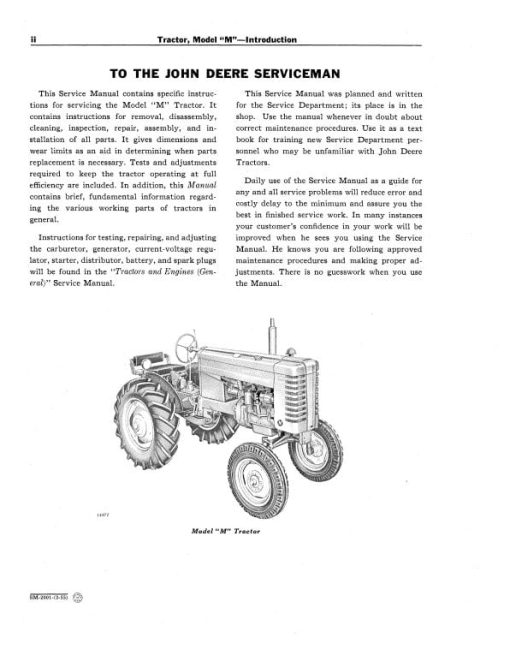 John Deere M Tractor Service Repair Manual - Image 2