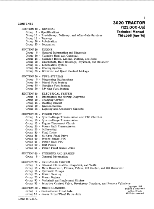 John Deere 3020 Row-Crop Tractor Repair Technical Manual (SN. from 123000 -) - Image 2