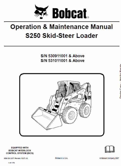 Bobcat S250 and S300 Skid-Steer Loader Service Manual - Image 5