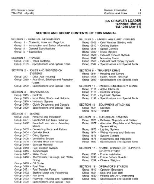 John Deere 655 Crawler Loader Repair Technical Manual (TM1250) - Image 3