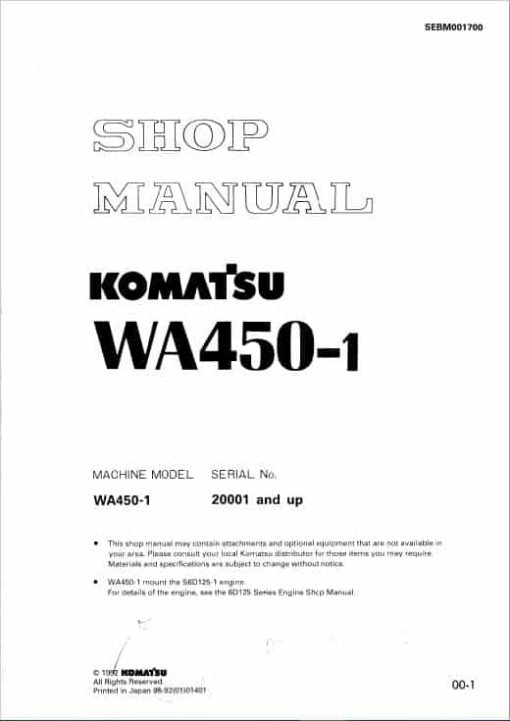 Komatsu WA450-1 Wheel Loader Service Manual - Image 2