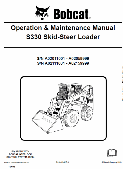 Bobcat S330 Skid-Steer Loader Service Manual - Image 9