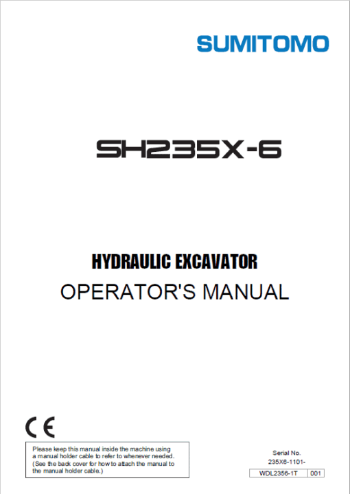 Sumitomo SH235X-6 Hydraulic Excavator Repair Service Manual - Image 5