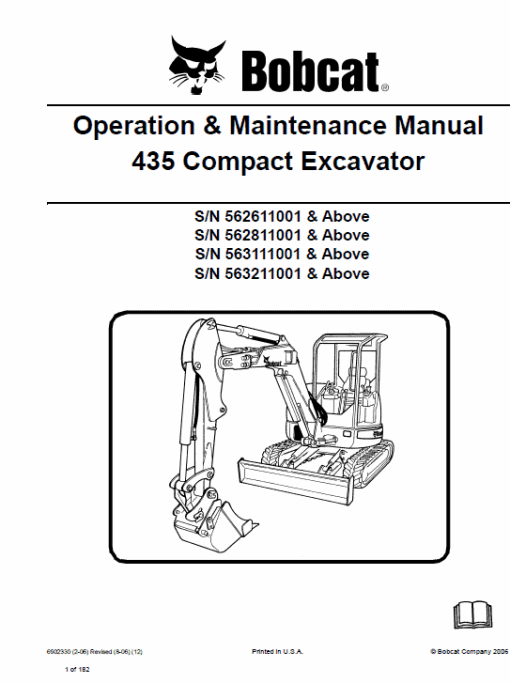 Bobcat 435 Compact Excavator Repair Service Manual - Image 9