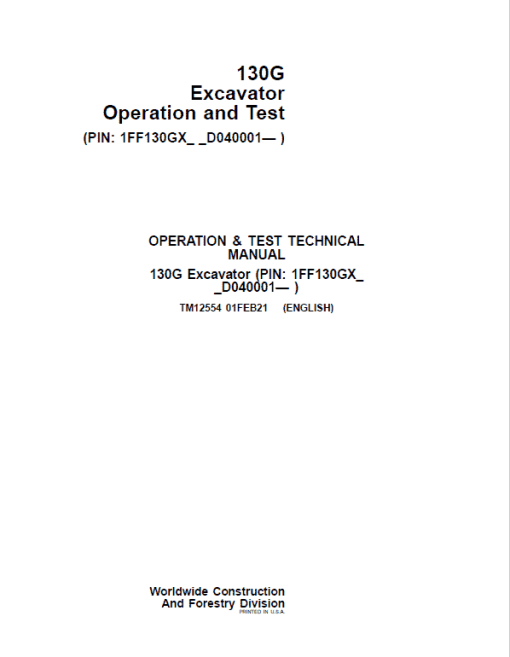 John Deere 130GLC Excavator Repair Technical Manual (S.N after D040001 - ) - Image 2