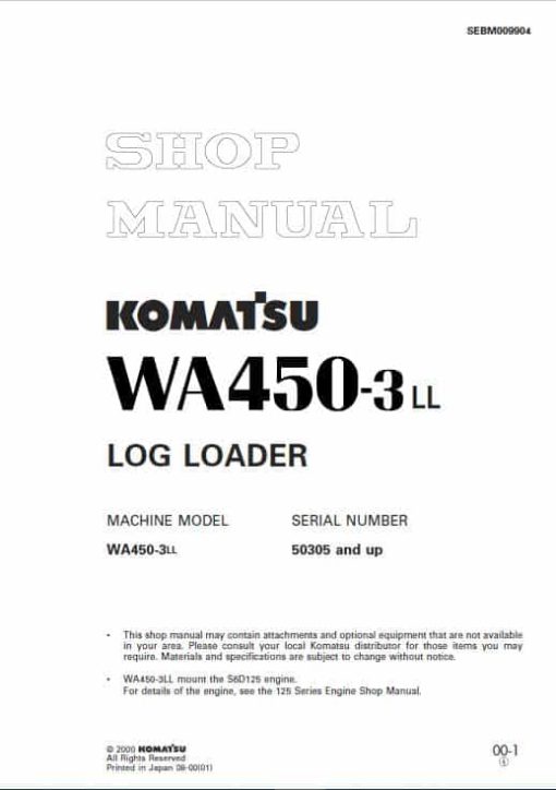 Komatsu WA450-3, WA450-3LL Wheel Loader Service Manual - Image 2