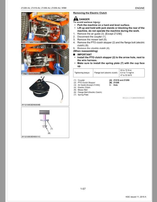 Kubota Z122E-AU, Z121S-AU, Z125E-AU, Z125S-AU Mower Workshop Repair Manual - Image 2