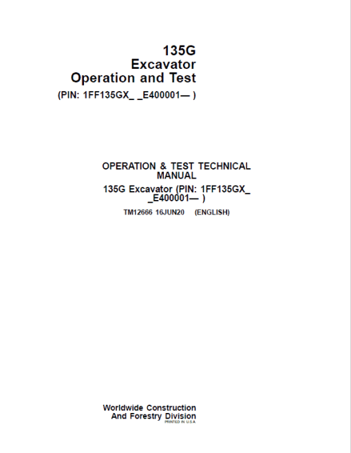 John Deere 135GLC Excavator Repair Technical Manual (S.N after E400001 - ) - Image 2