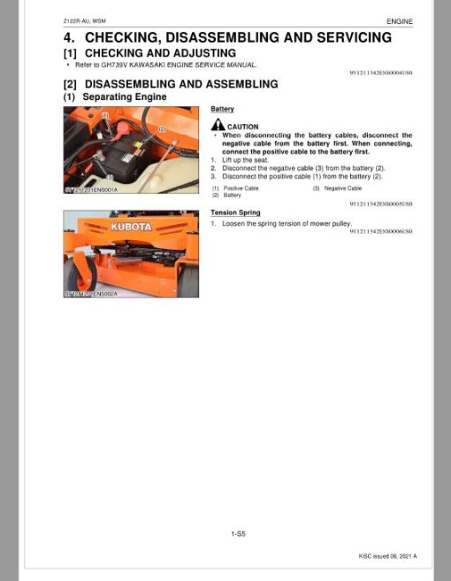 Kubota Z122R-AU Zero Turn Mower Workshop Repair Manual - Image 2