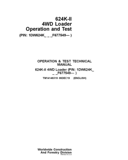 John Deere 624K-II 4WD Loader Technical Manual (SN. from F677549) - Image 2