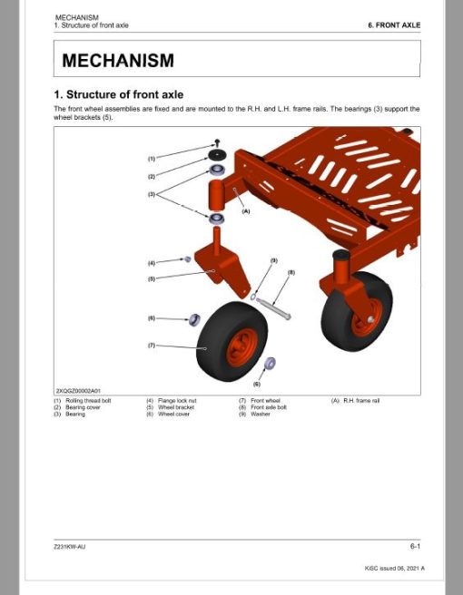 Kubota Z231JW-AU Zero Turn Mower Workshop Repair Manual - Image 2