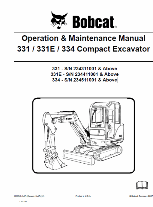 Bobcat 331, 331E and 334 Excavator Service Manual - Image 7