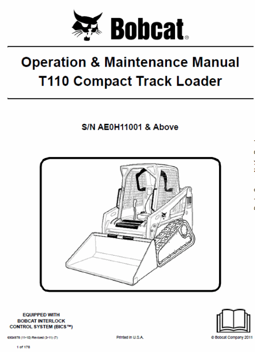 Bobcat T110 Compact Loader Service Manual - Image 6