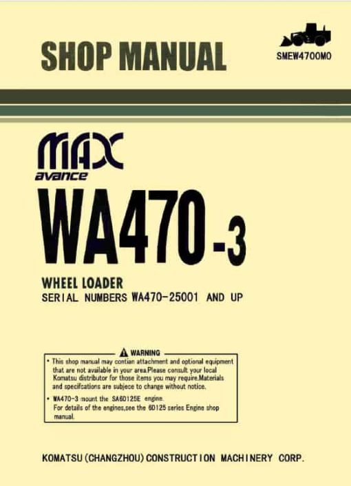 Komatsu WA470-3 Wheel Loader Service Manual - Image 3