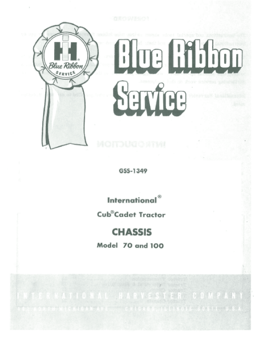 Cub Cadet 70 and 100 Tractor Service Manual