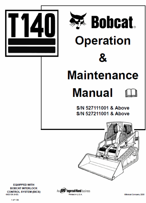 Bobcat T140 Compact Loader Service Manual - Image 7