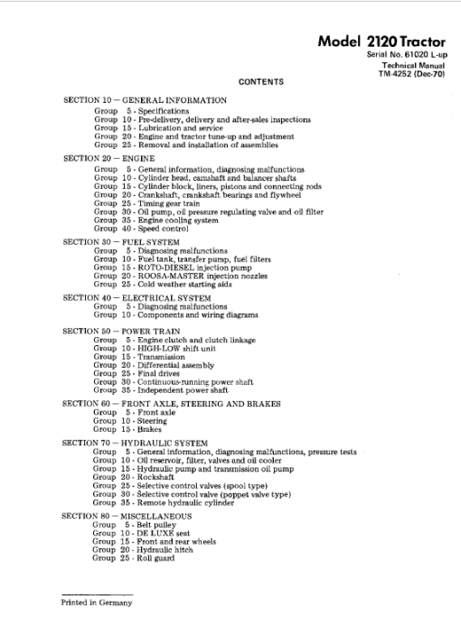 John Deere 2020, 2120 Tractor Repair Technical Manual (Serial 61020L - Up) - Image 2