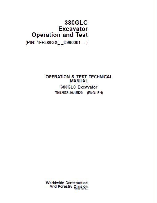 John Deere 380GLC Excavator Repair Technical Manual (S.N after D900001 - ) - Image 2